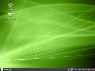 The default Linux Mint 9 desktop