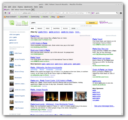 Štandartný vyhľadávač - Yahoo