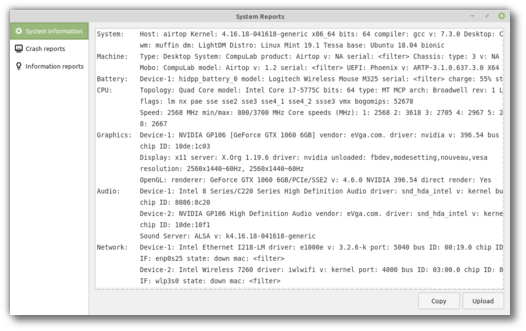 Linux Mint 19.2 “Tina” System Reports