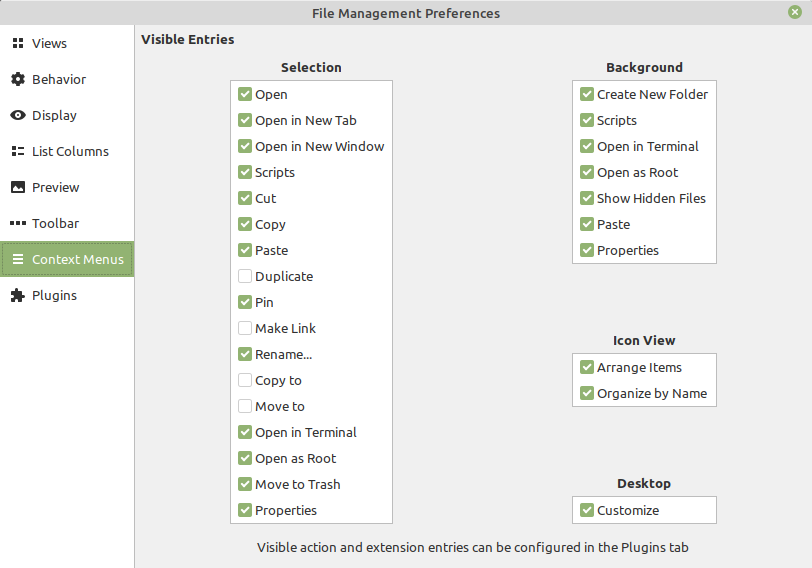 Context menu of nemo