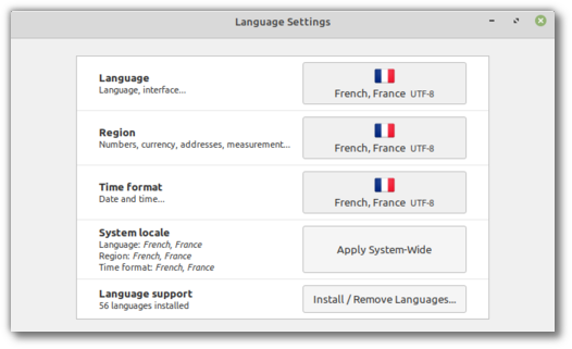 Linux Mint 19.3 „Tricia“ Language Settings